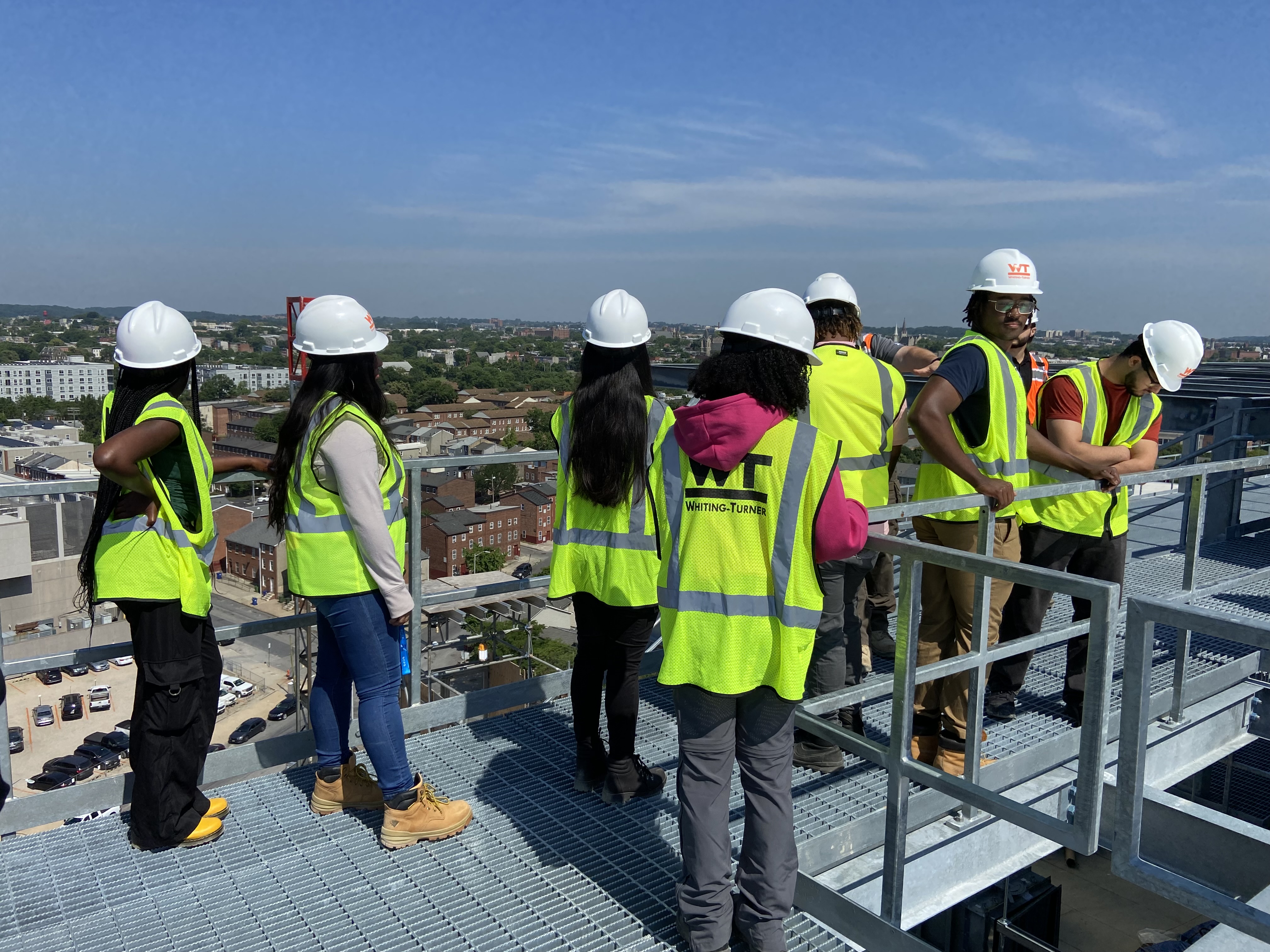 SEE Program students at a site visit with Whiting-Turner