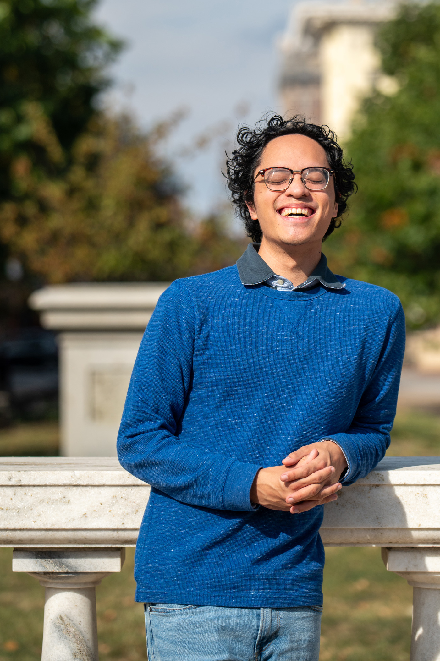 Jaiden Wettstein, Look Book student, smiling outside